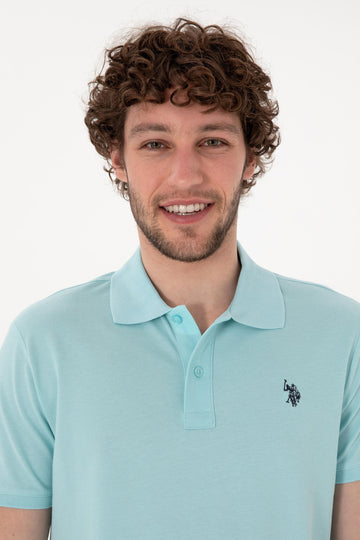 USPA Polo Shirt Men Aqua VR007 USPOM298 Single Color Horse US Polo Assn.